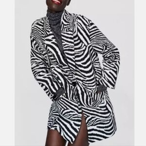 Zara Black and White Zebra Print Blazer Size S